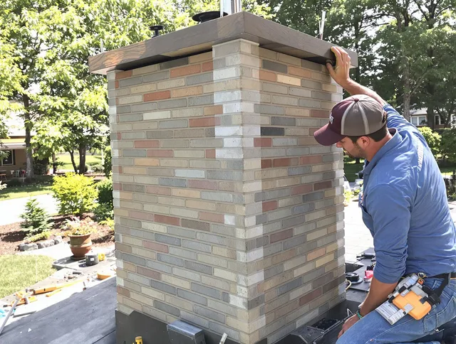 Cornelius Chimney Sweep completing a modern chimney remodel in Cornelius, NC