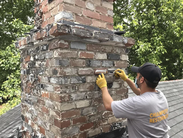 In-progress chimney restoration by Cornelius Chimney Sweep in Cornelius, NC