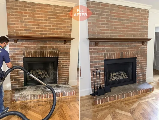 Cornelius Chimney Sweep carefully sanitizing a fireplace in Cornelius, NC