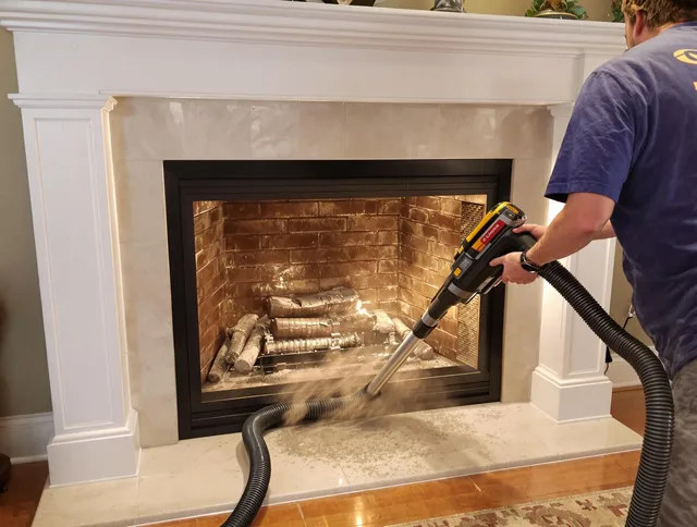 Fireplace cleaning performed by Cornelius Chimney Sweep in Cornelius, NC