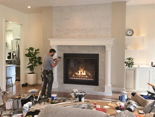 Newly installed fireplace by Cornelius Chimney Sweep in Cornelius, NC